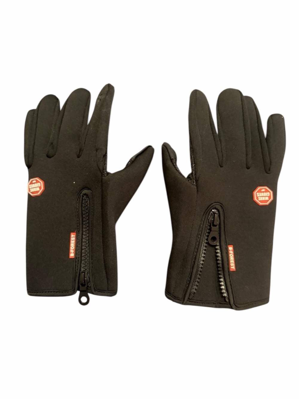 Black B-Forest Wind Proof Zippered Motorcycle Gloves • Size L